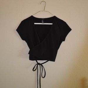 Cropped wrap short sleeve tee